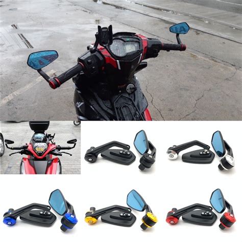 Red Motorcycle Bar End Mirrors Rear View CNC Compatible with .